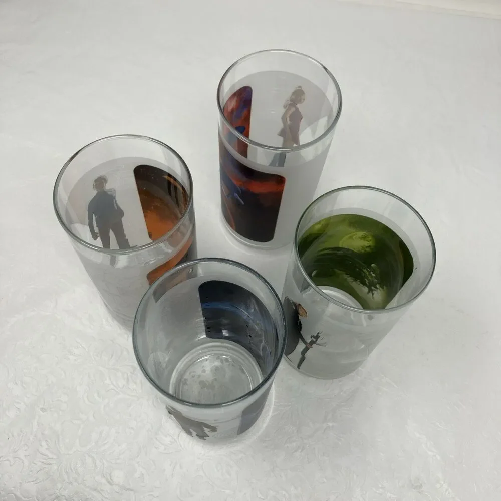 Complete Set4 STAR TREK Character Frosted Glasses 16oz Kirk Spock Uhura Nero ‘08